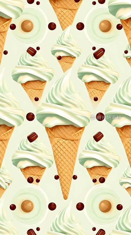 奶油冰淇淋甜筒巧克力装饰