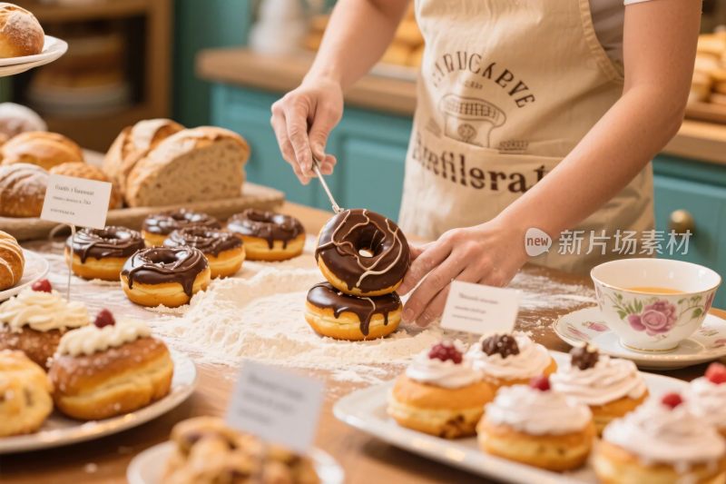 烘焙店甜点制作场景