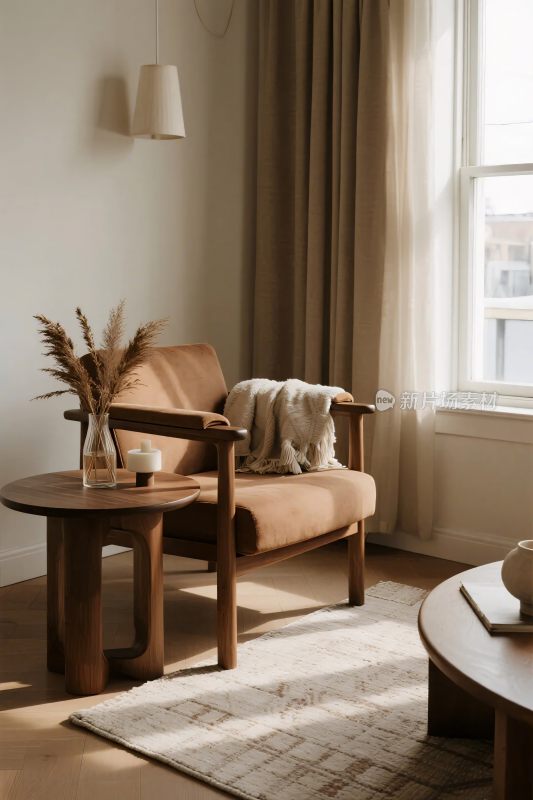 温馨室内角落的休闲布置