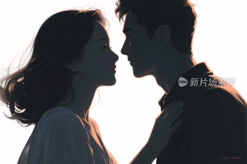 情侣剪影浪漫场景