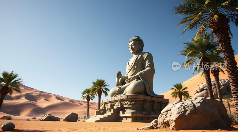 沙漠中的佛陀雕像