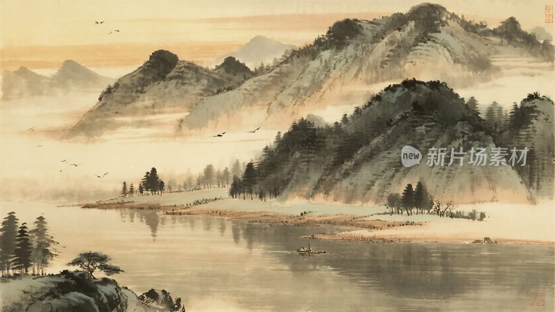 水墨山水风景图