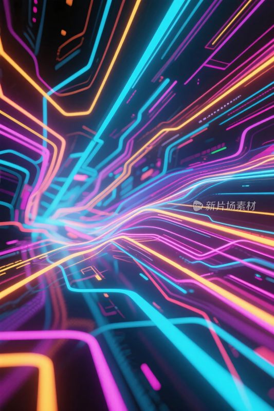 霓虹光线科技插画
