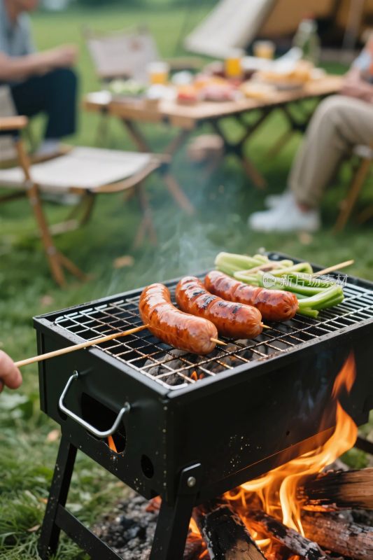 户外草地上的烧烤场景