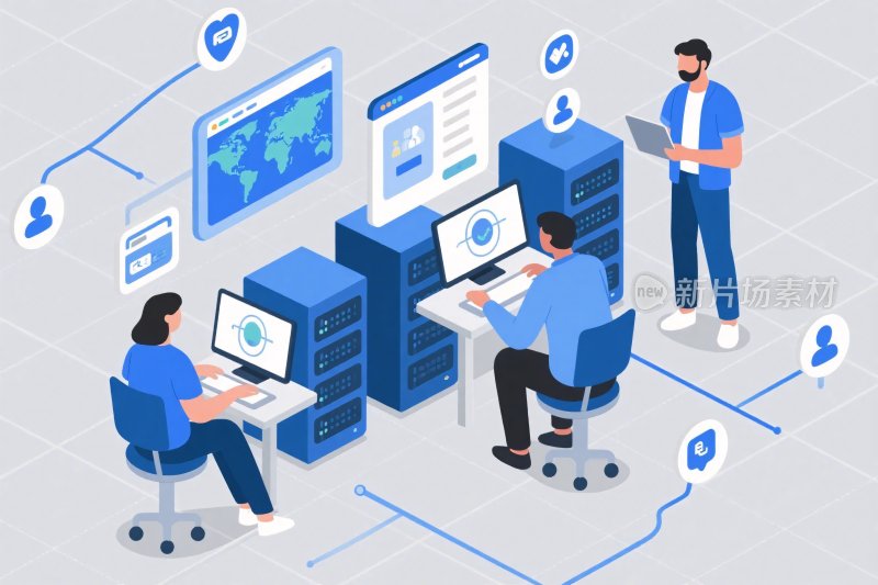 团队协作办公插画