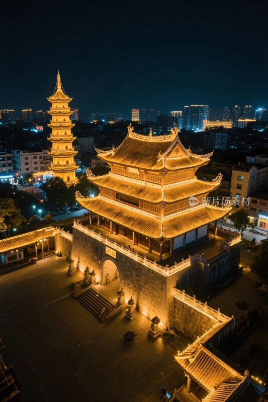 古城古塔夜景风光