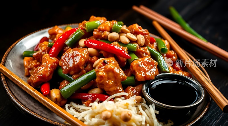 香辣鸡丁配花生米