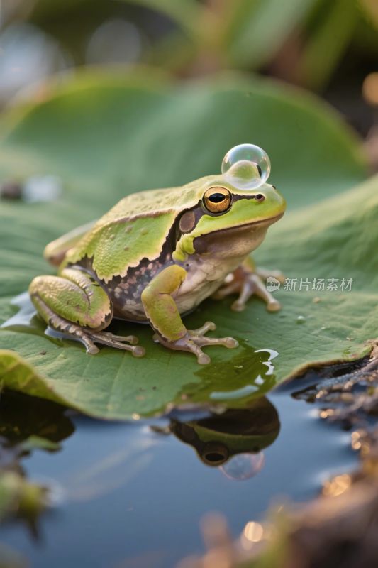 荷叶上的青蛙特写