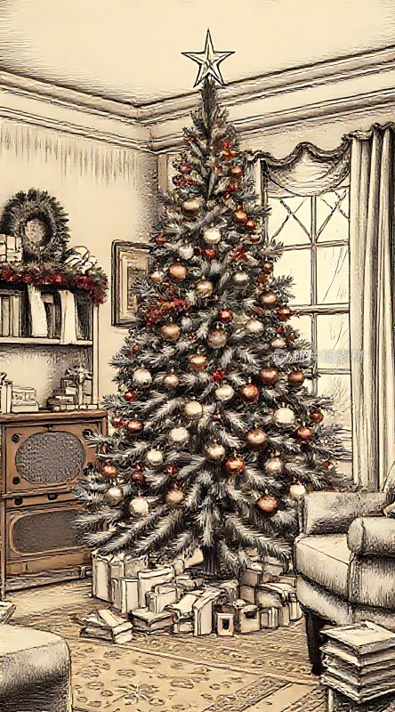 温馨圣诞树下的礼物与回忆