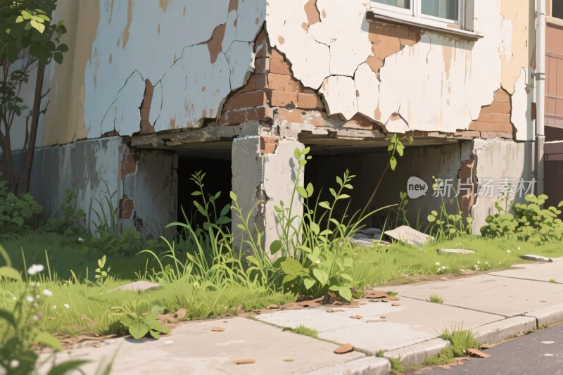 老旧破损建筑场景
