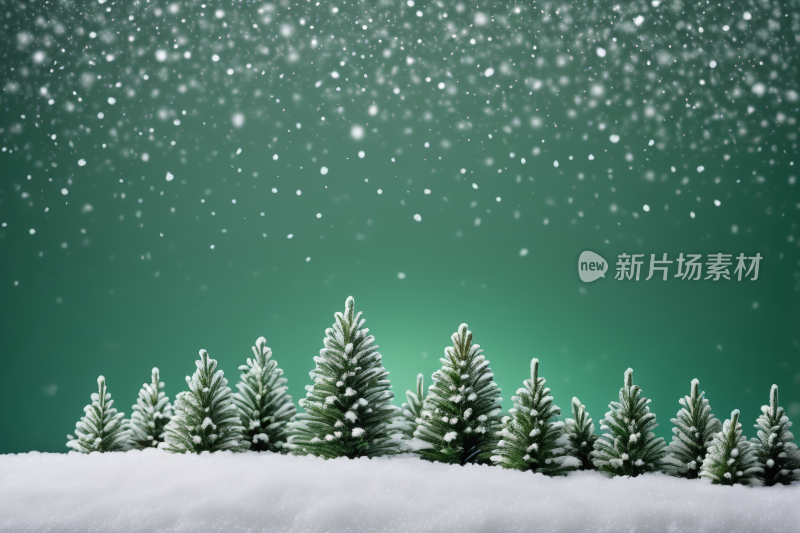 雪景常绿树木雪落下高清背景图片