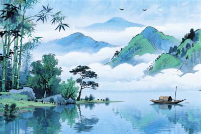 山水水墨风景插画 山水水墨风景插画