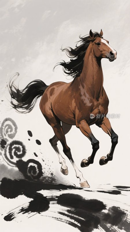 奔跑的骏马插画