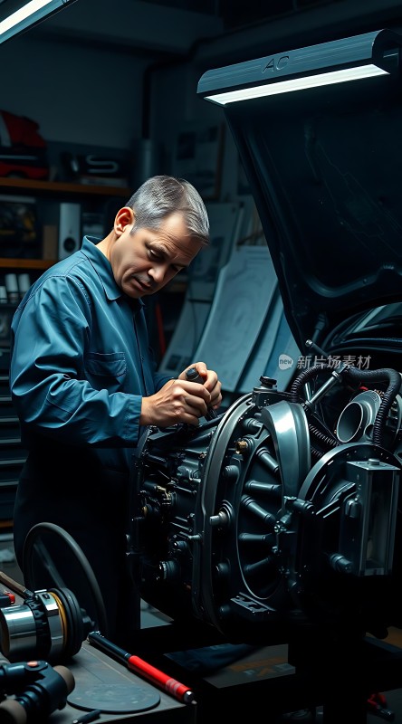 机械师专注检修发动机