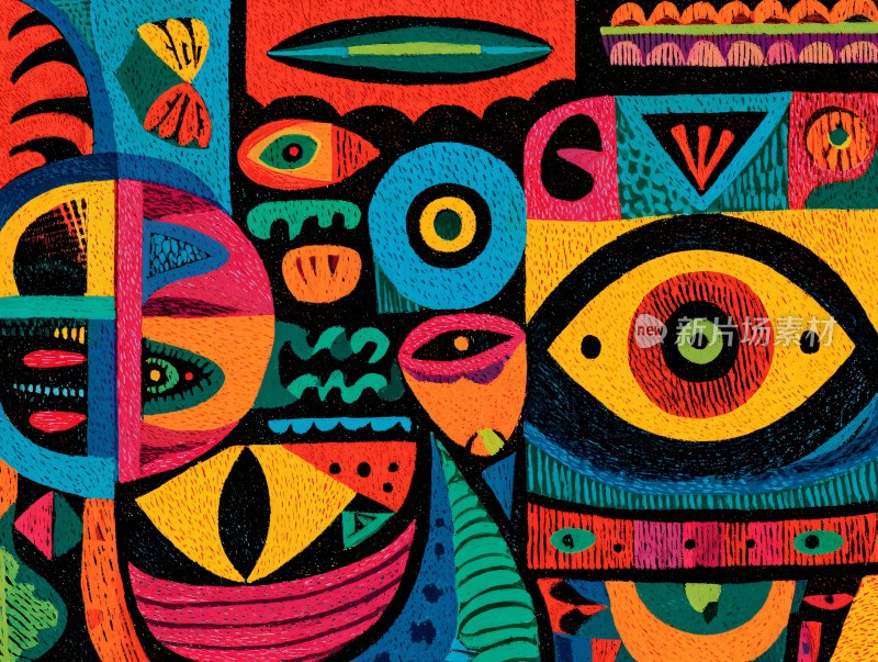 多彩抽象几何图案插画