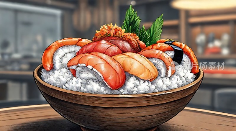 寿司盛宴鲜虾刺身美味呈现