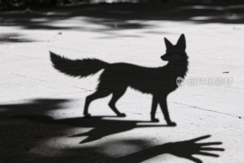 动物剪影黑白光影画面