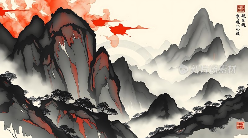 云雾缭绕的山脉