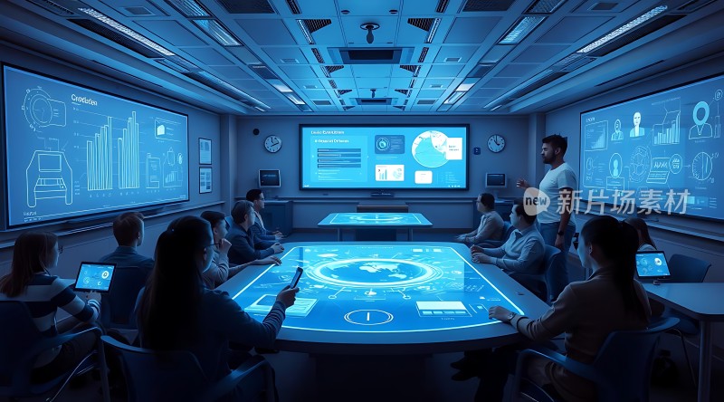 智能会议室里的头脑风暴会议