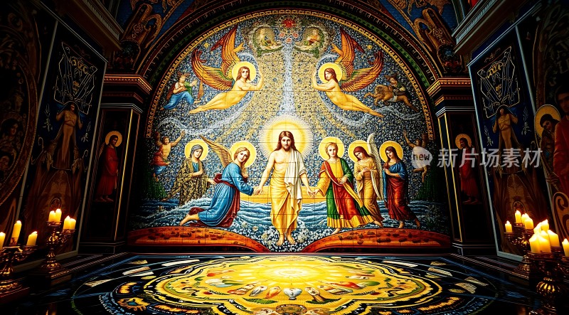 圣光降临天使环绕下的神圣场景