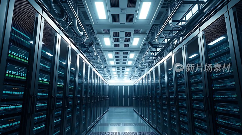 科技感十足的数据中心内部景象