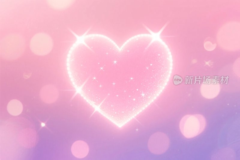 粉色爱心光效插画