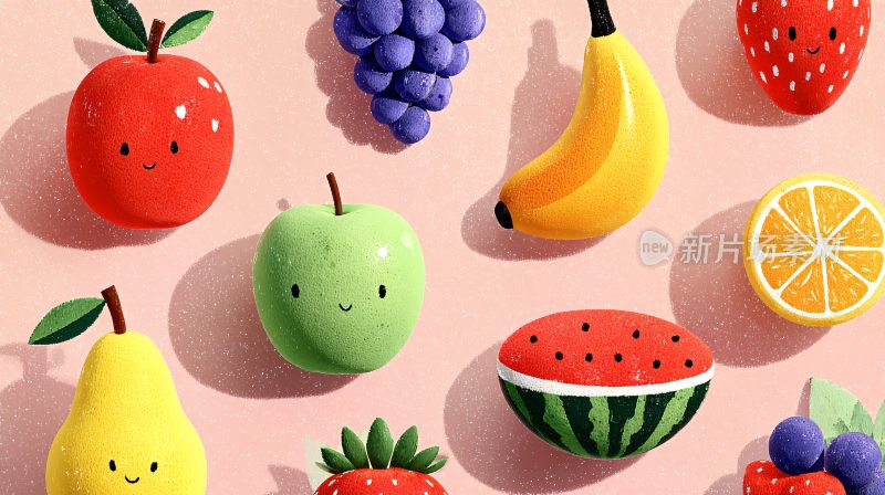 可爱卡通水果插画图案