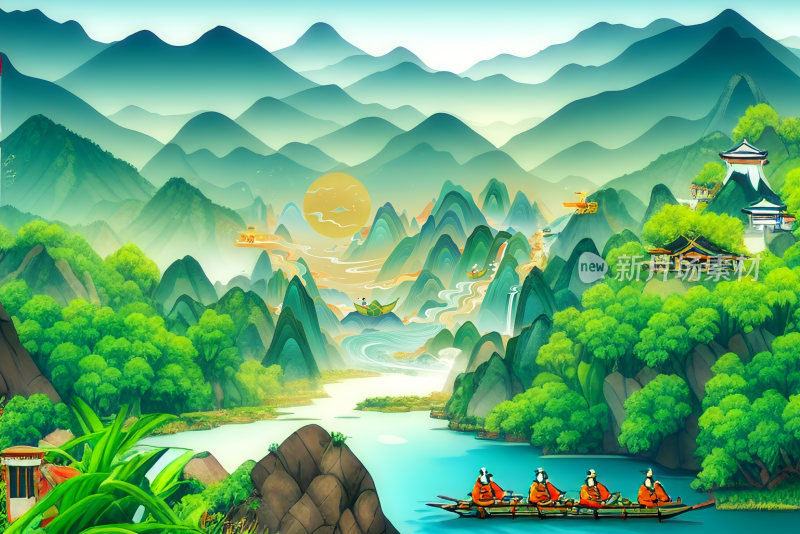 端午节中国风山水粽子画面