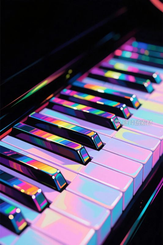 彩色钢琴键盘艺术图