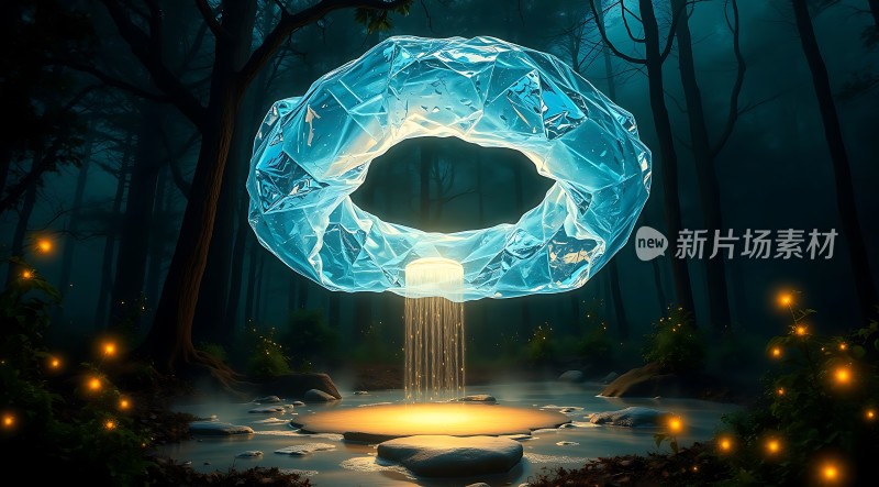 神秘森林中的发光水晶环