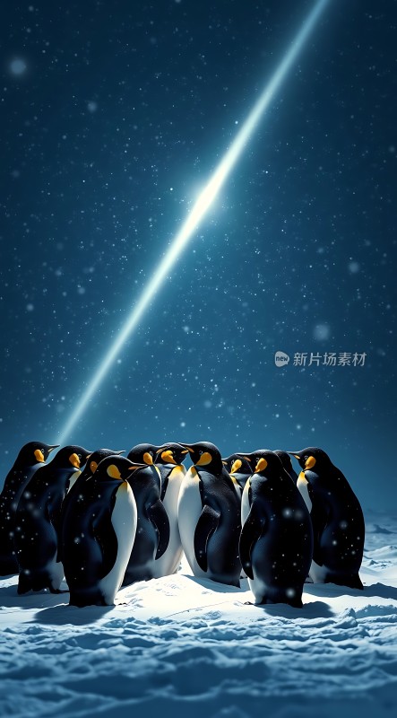 南极企鹅仰望星空
