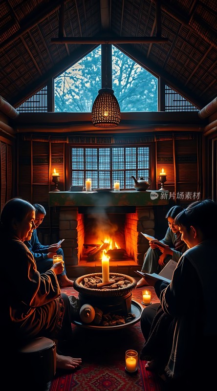 围炉夜话温馨共读时光