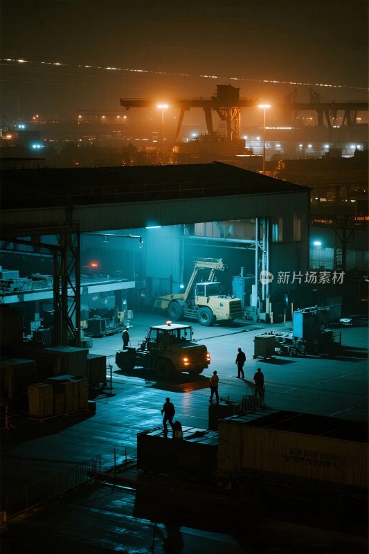 工业夜景作业场景