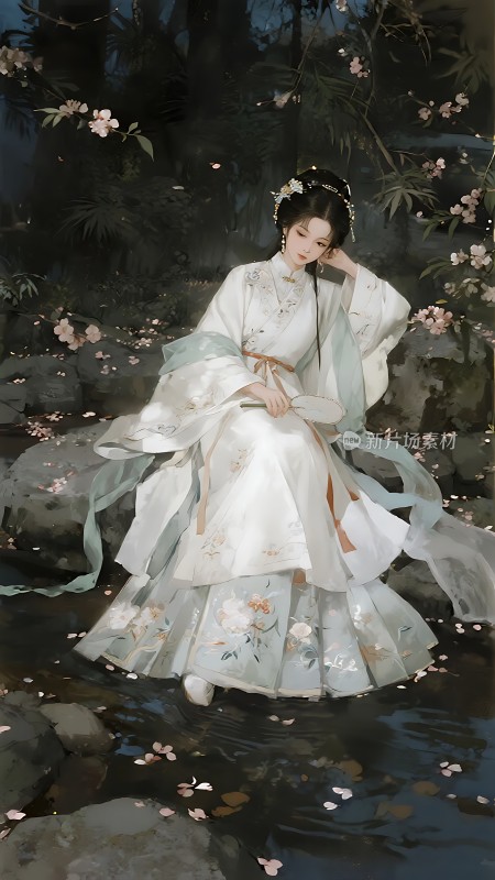 汉服佳人花影婆娑