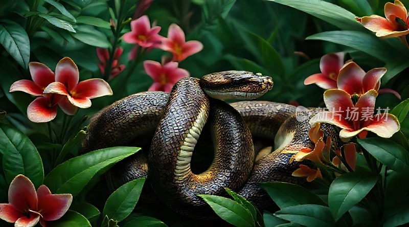 花丛中的神秘蛇影