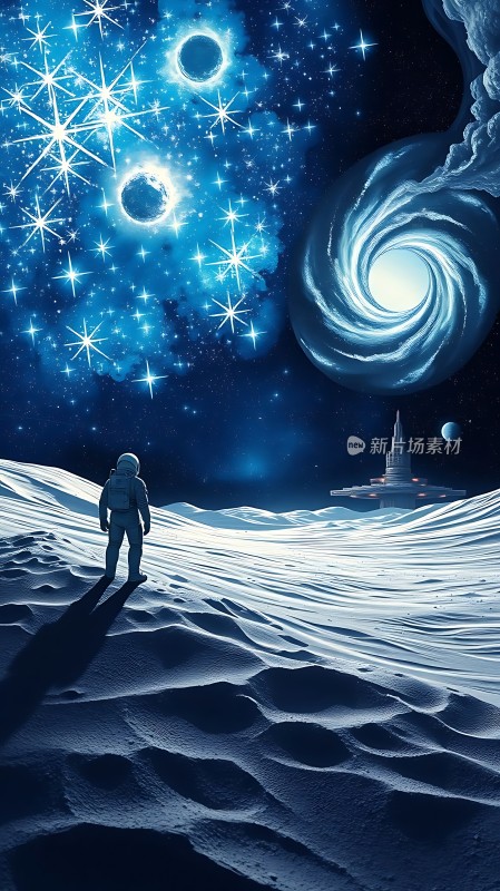 宇航员仰望星空探索宇宙奥秘