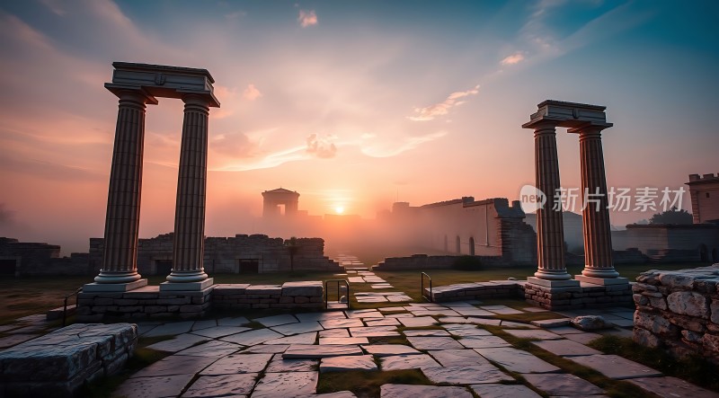 晨曦下的古老遗迹