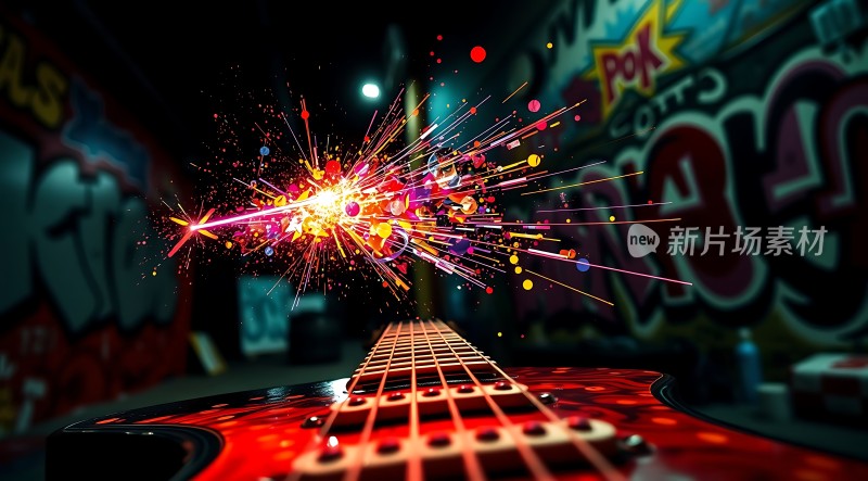 新片场素材炫彩吉他弹奏
