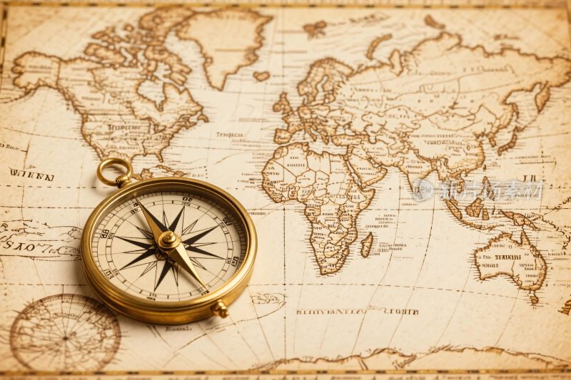复古地图与罗盘