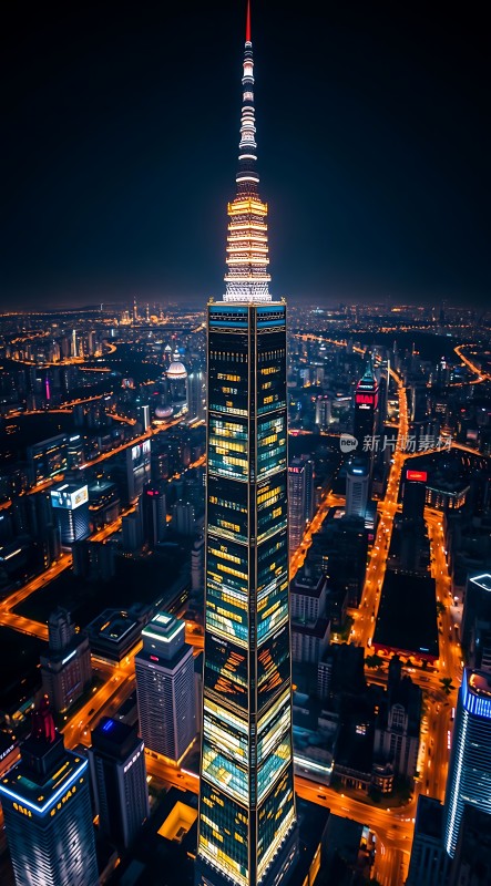 上海中心大厦夜景城市繁华尽收眼底