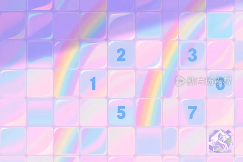 彩虹数字方块插画