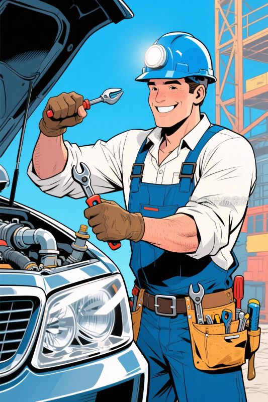 汽修工人维修汽车场景