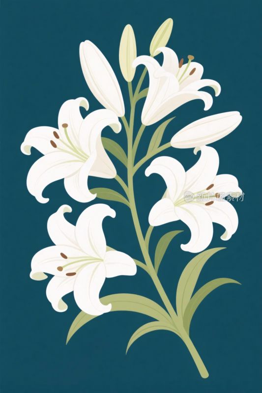 白色百合花插画