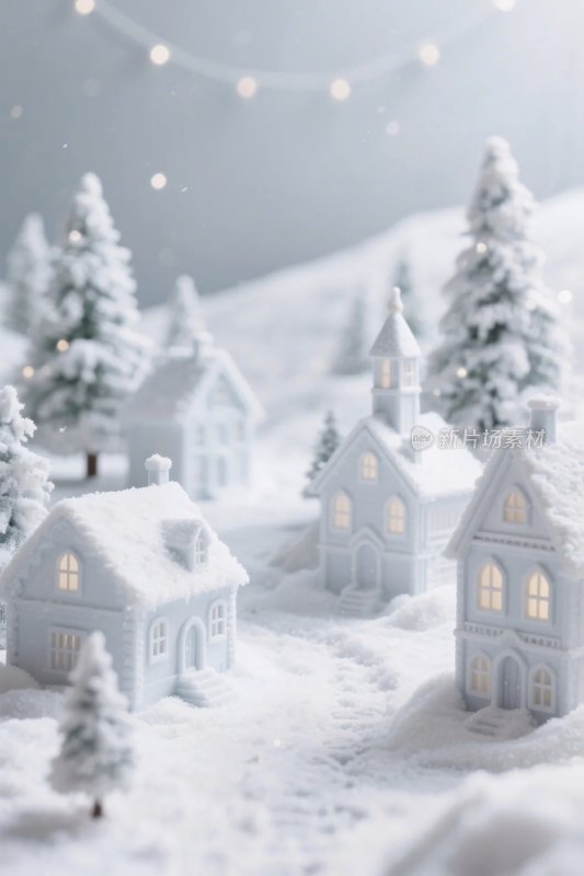 冬日雪景童话小屋