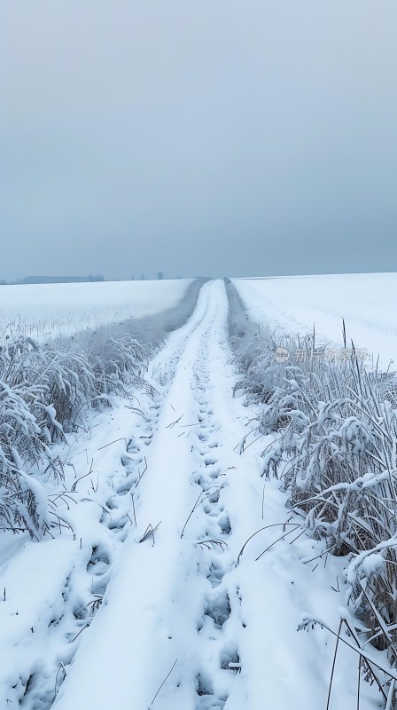 雪地小径上的宁静冬日