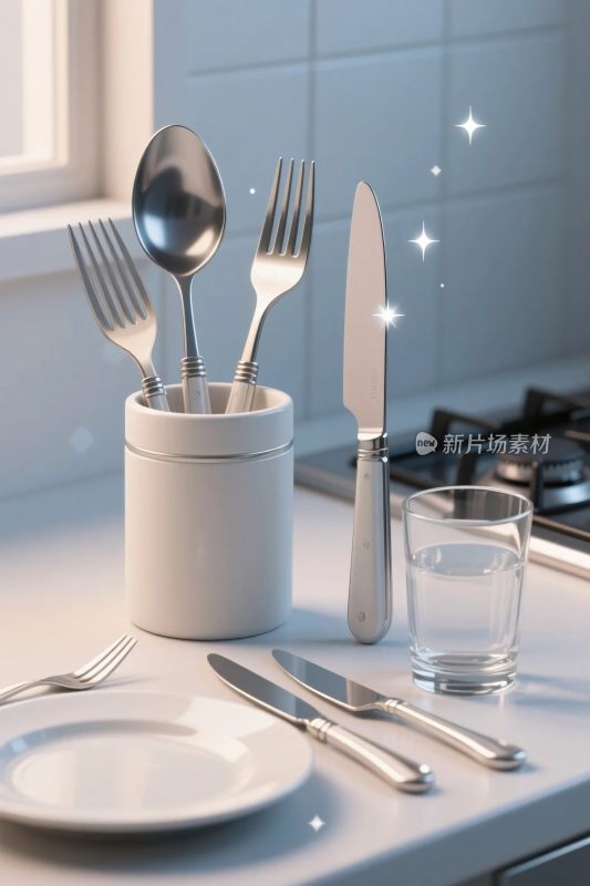 厨房餐具收纳插画