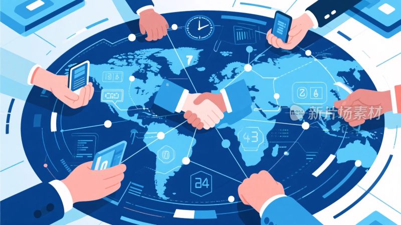 全球商务合作插画