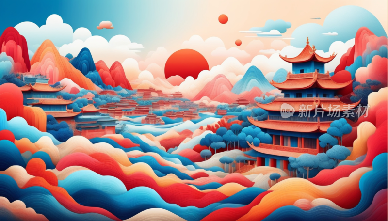 中国画山水画背景