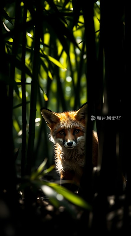 阳光下的红狐探出头