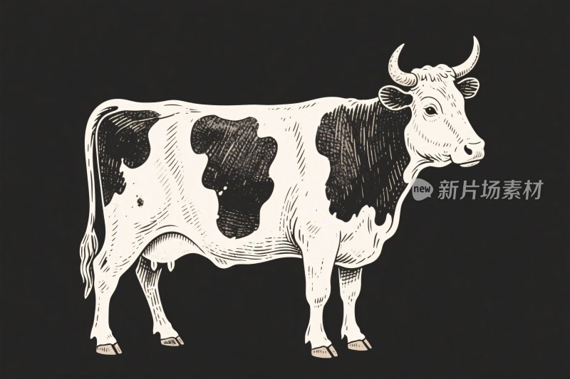 黑白奶牛插画